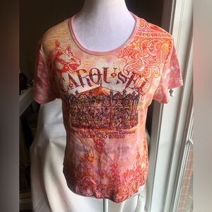 Gloria Vanderbilt Pullover Carousel Coney Island Tee Size Large
